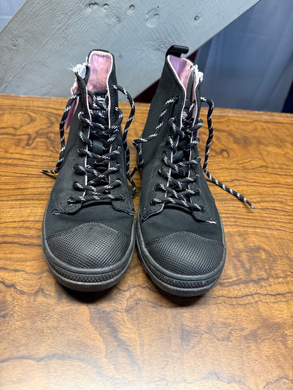 Black High-Top Canvas Sneakers for Women - Casual Lace-Up